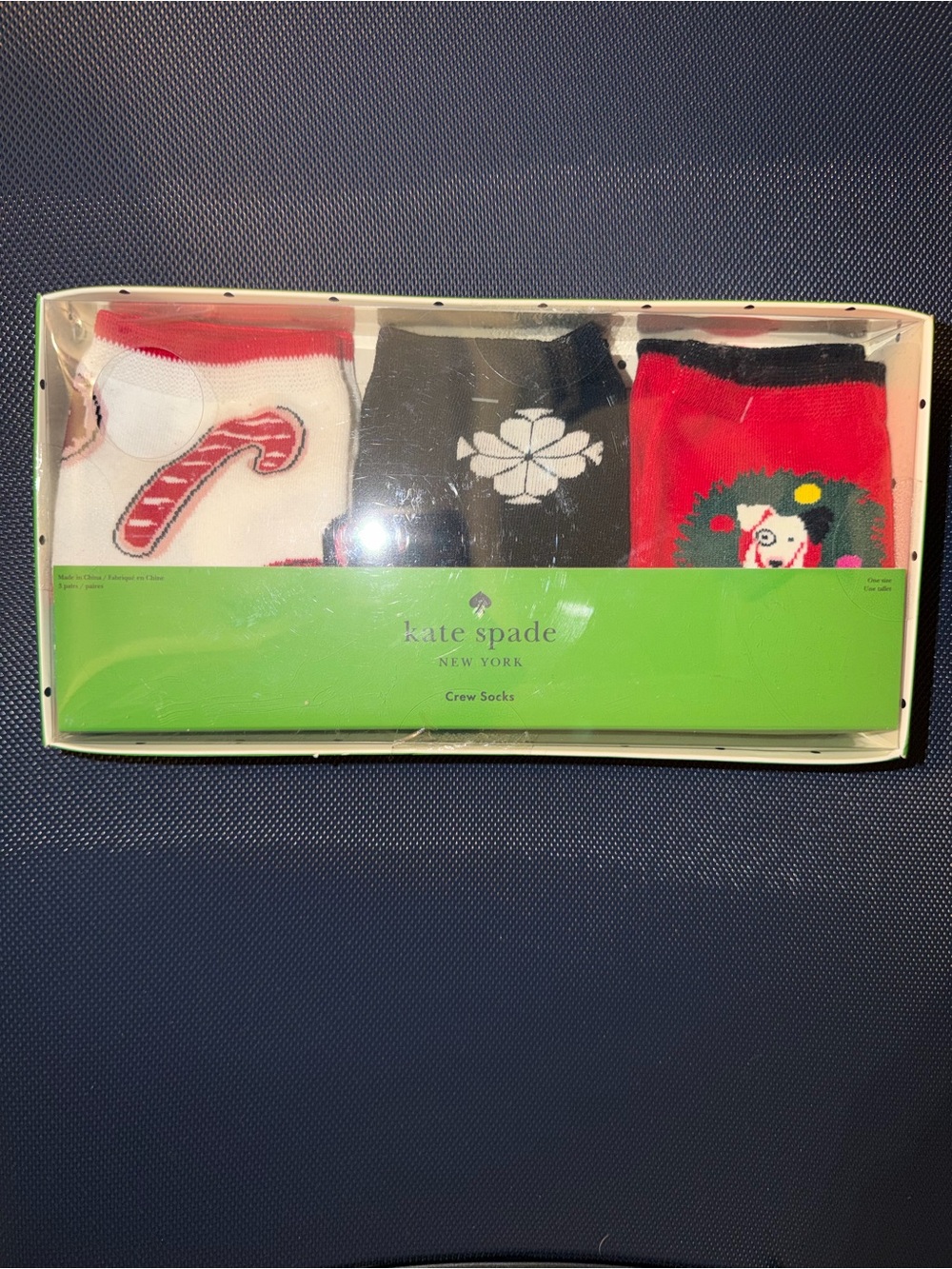 kate spade Women’s Crew Socks - Red, White & Black Patterned 3-Pack